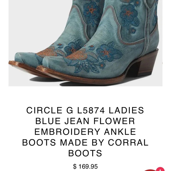 Circle G Blue Embroidered Western Boots - Picture 6 of 6